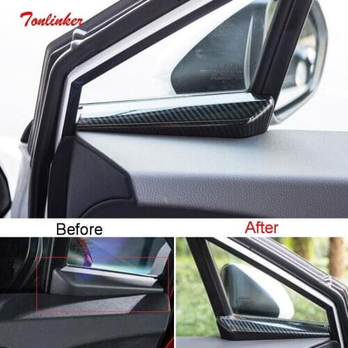 Tonlinker Cover Sticker For Toyota CHR 2018 Car Styling 2 Pcs ABS Chrome Front door window A column decorative frame stickers