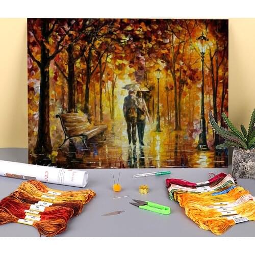 Caring For Love Pre-Printed 11CT Cross-Stitch Patterns Embroidery DMC Threads Hobby Knitting Sewing Handmade Stamped Decor