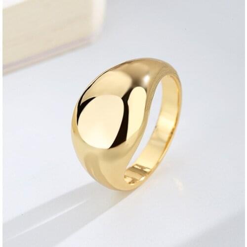 Vintage Chunky Rings For Women Simple Gold Color Statement Female Ring Wedding Finger Accessories Jewelry Wholesale Gifts KAR212