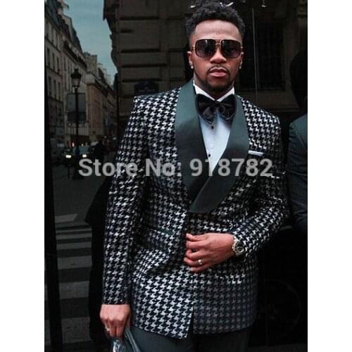 High Quality Double-Breasted Groomsmen Peak Lapel Groom Tuxedos Men Suits Wedding/Prom Best Man Blazer ( Jacket+Pants+Tie) A135