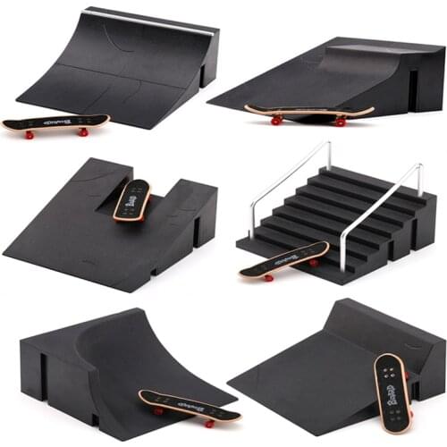 1 Set Mini Training Skating Board with Ramp Track Interesting Mini Skateboard Toys Finger Skateboards Toy Set