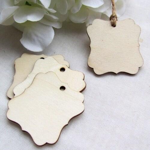 100pcs/lot Plain Wooden Hang Tags Rustic Wedding Card Wish Tree Favors Gift Tags+Jute String AX21-22*100