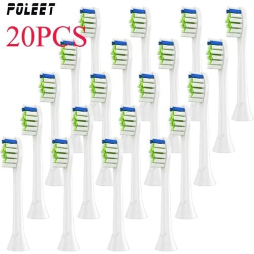 Poleet 20PCS Electric Toothbrush Replacement Heads YH729 Fits For Philips HX3 HX6 HX9 Series Toothbrush Head P-HX-6064 HX6064
