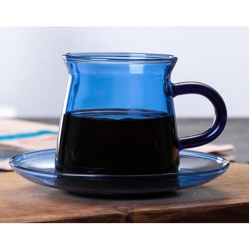 220ml Teacup and Saucer Set Coffee Cups High Borosilicate Heat-resistant Glass Cup for Turkish Coffee Tea Kitchen Accessories
