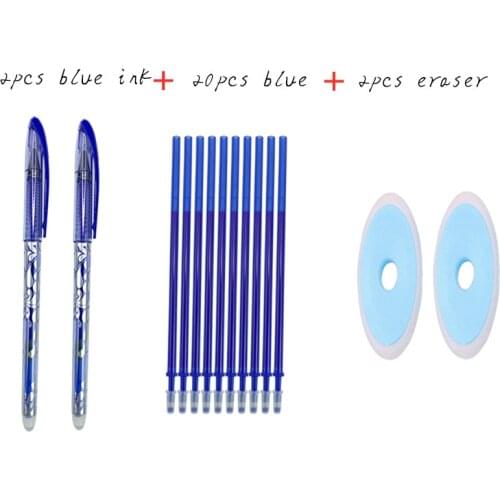 24 PCS Erasable Pen Set 0.5mm Blue Black Color Ink Writing Gel Pens Washable handle for School Office Stationery Supplies
