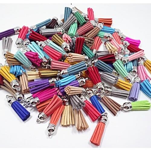 50pcs/set 38mm Leather Tassel For Keychain DIY Pendant Jewelry Findings Cellphone Straps Jewelry Fiber Fringe Suede Tassel
