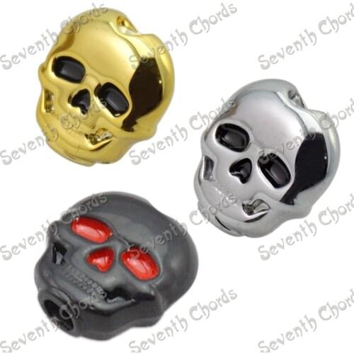 6 Pcs Plastic Skull Head Shape Guitar Tuning Peg Tuner Machine Head replacement Button knob Handle /Chrome Gold Black for Choose
