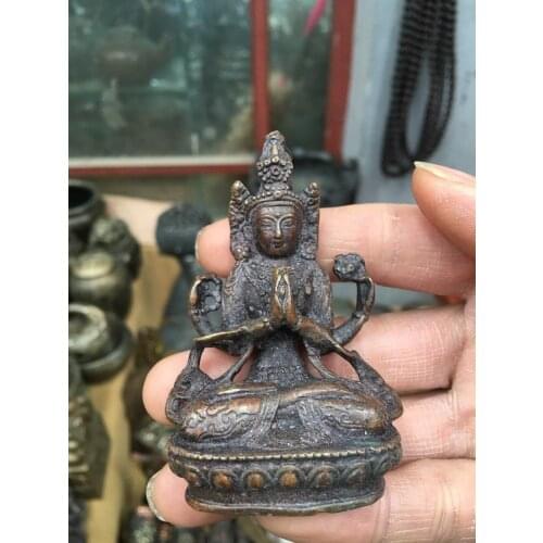7.5cm Universal four arms Buddha bronze Statue