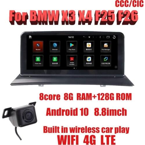 8+128GB For BMW X3 X4 F25 F26 2007-2010 Ccc/Cic System Car GPS Navigation Auto Radio Stereo Video Multimedia Player Carplay