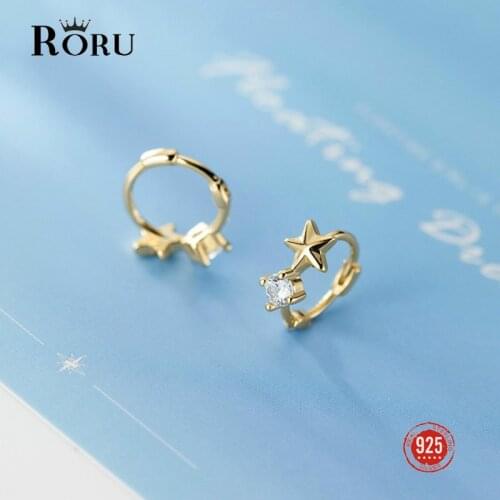925 Sterling Silver Hoop Earrings Small Delicate Star Ear Buckle Female Sweet Simple Korean Version Earring for Women Jewelry