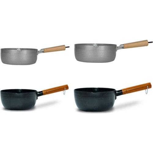 Non-stick Aluminum Saucepan Coating Pan Soup Noodle Milk Pot Kitchen Accessories Wooden Handle Cookware Home Cooking Tool