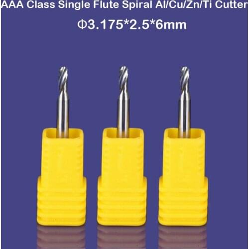 Free shipping, 3pcs highest quality single flute end mill bits 3.175x2.5x6mm cutting bits Aluminium, Solid Carbide Drill Bits
