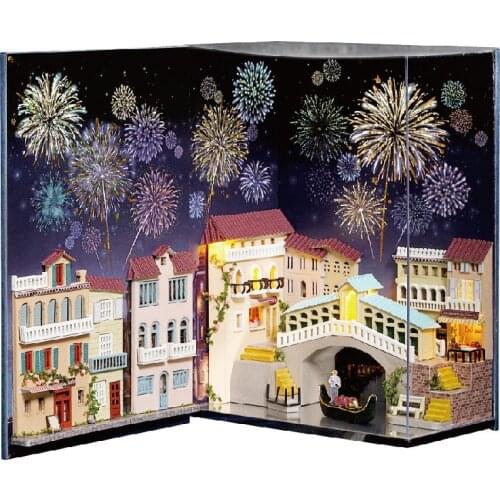 DIY Mini Book Nook Roombox Wooden Miniature Dollhouse Handmade Doll House Furniture Model Building Kits Toys For Kids Adult Gift