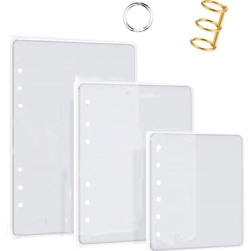 DIY Resin Molded Notebook Case A5 A6 A7-3 Piece Silicone Notebook Case Transparent Cast Epoxy Mold with 2 Pieces 3 Ring Book Rin