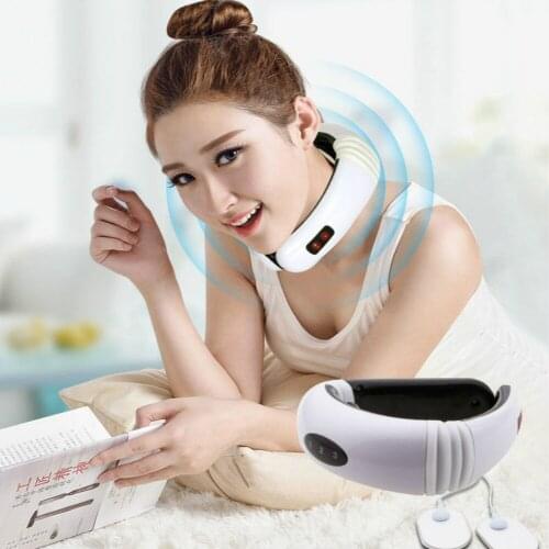EMS Electric Pulse Back Neck Massager With Patch Physiotherapy Heating Acupuncture Pain Relief Relaxation Instrument Health Care