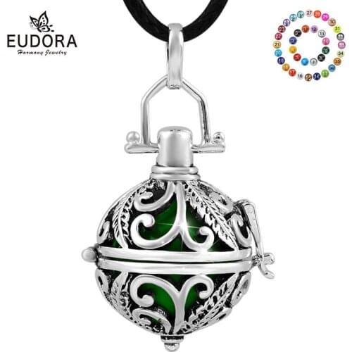 Eudora 20mm vintage Cage Pendant Harmony pregnancy bola ball bel lnecklace with sound fit Chime Ball DIY Women fine Jewelry H54