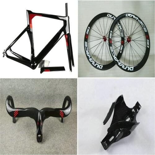 Red Black Concept Carbon Bike Frame c50 50mm Carbon wheelset Handlebar Bottle Cages V3RS C64 bicycle frame Matte/Glossy