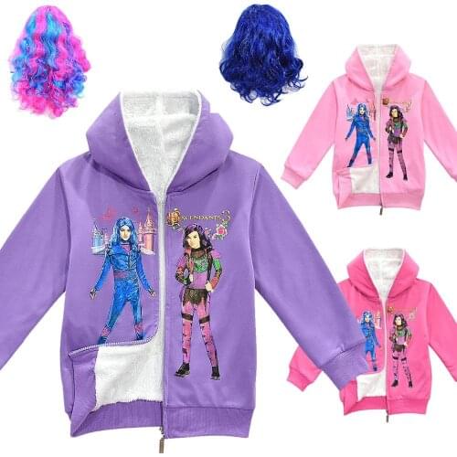 New Girl Autumn and winter Thickening cloth Double coat Children Warm Hooded Jackets Descendants 3 Printing Zipper shirt Outwear