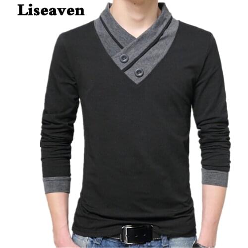 Liseaven Men Tops & Tees Long Sleeve tshirt Brand T-Shirts for Mens T Shirt Plus Size Cotton Autumn Winter Clothing