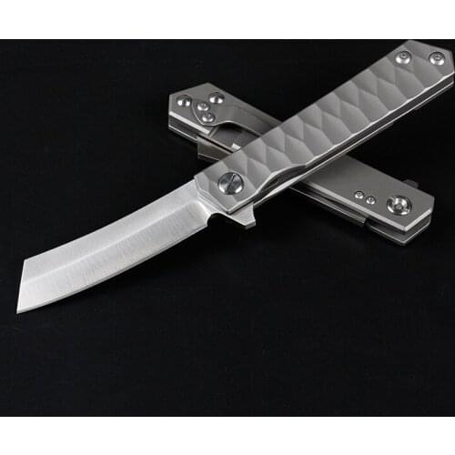 Outdoor folding knife multifunctional D2 steel titanium alloy handle camping survival carry-on knife sushi knife
