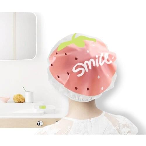 PVC cute Dot Shower Cap heart Waterproof Thicken Adults hat High Quality Hair Salon Elastic for Women Bathroom Products