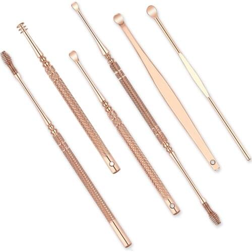 6pcs Earwax Removal Kit Ear Cleane Ear Pick Set Earwax Remover Ear Spoon Earpick Ear Picker for Ear Massage Adult Ear Care Tools