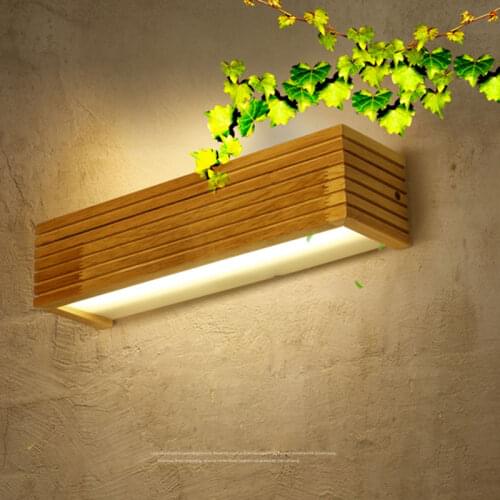 Simple rubber wood wall lamp for bedroom led bedside lamp creative modern mirror headlamp cabinet bathroom wooden wall light 009