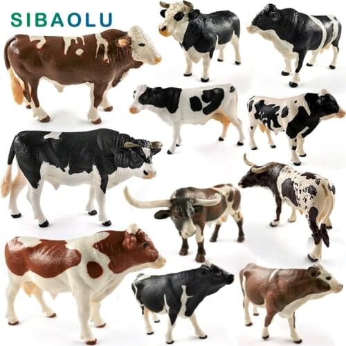 New Big Cow Simulation Farm Cattle Ox Bull figurine Animal model home decor miniature fairy garden decoration accessories modern