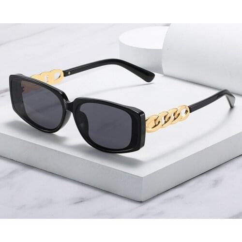New unisex fashion chain element square sunglasses personality fashion catwalk sunglasses women driving street shooting glasses