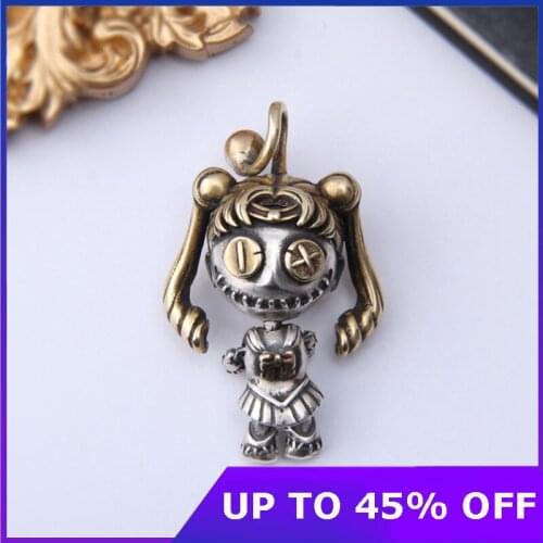 Real 100% 925 sterling silver jewelry retro stylish and creative personality woman pendant voodoo doll Man pendant Free Shipping