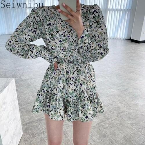 Sexy O-Neck Print All-Match Summer Waist-Controlled 2021 Fresh Chic Gentle Women Stylish Girls Female Loose Mini Dresses