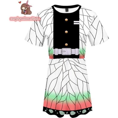 Anime surrounding Demon Slayer: Kimetsu no Yaiba Tomioka Giyuu Kamado Tanjirou 3D color printing short sleeve dress women