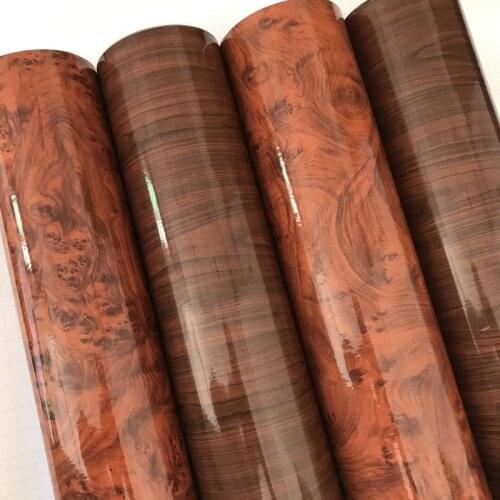 50x200/300cm Glossy PVC Furniture Wood Grain Car Wrap Car Film Internal Stickers Waterproof Wood Vinyl Sticker
