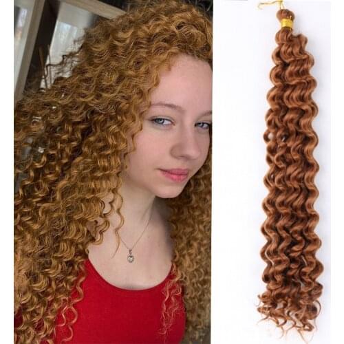 Full Star Synthetic Curly Ombre Crochet Braid Hair Extensions 20 " for Women Deep Curly Pre-Looped Crochet Twist Braiding Hair