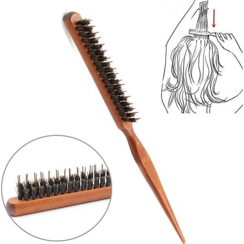 Professional Salon Teasing Back Hair Brushes Wood Slim Line Comb Hairbrush Extension Hairdressing Styling Tools DIY Kit 1 PCS