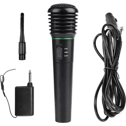 Wired Wireless 2 In 1 Handheld Microphone Mic Receiver System Omnidirectional for PC Desktop Handheld Audio Microphone