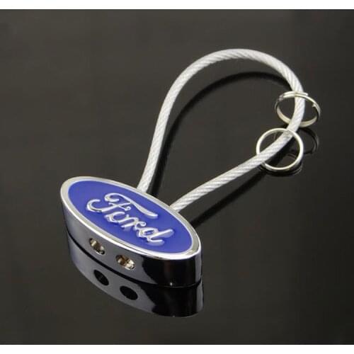 Wire rope shape car keychain for Ford badge car-styling metal pendant keyring couples creative gift key chain auto accessories