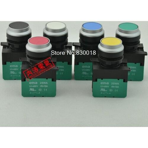 [ SA ]Imports EMA 22mm Kopin not illuminated pushbutton head self-reset/lock E2P5 *A/M DC6V/12V/24V/AC110V/AC220V 1NC/1NO-10P