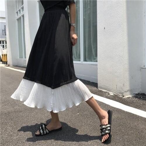 Sexy Women Maxi Skirt 2020 Chiffon A-line Skirt High Waist Elascity Casual Party Skirt