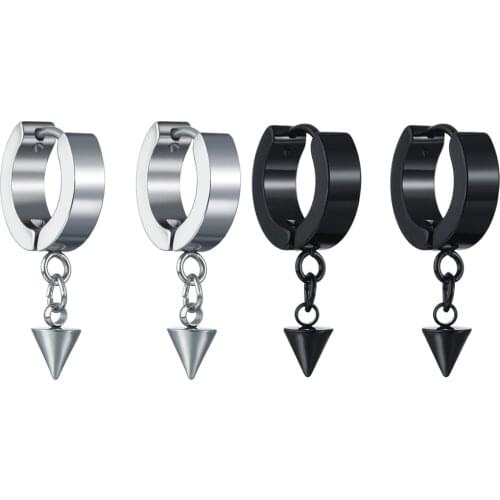 1 Pair Punk Gothic Stainless Steel Stud Earring Arrow Round Fake Ear Circle Fashion Women Men Rock Jewelry