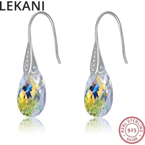 Crystals From Swarovski Pear-shaped Drop Earrings For Women Jewelry Real S925 Silver Pendant Pendientes Party Gifts
