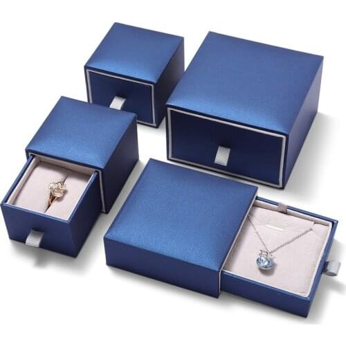 Chic Leather Jewelry Box Drawer Earring Ring Jewerlley Packaging Display Necklace Gift Boxes