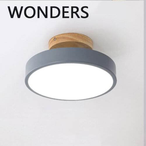 Nordic Macaron Color corridor aisle LED ceiling light Oak&wrought iron decorative lighting fixture indoor ceiling lamp lustre