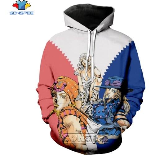 SONSPEE 3D Print Anime Comic Jojo Bizarre Adventur Women Men Hoodie Hoodies Sweatshirts Harajuku streetwear erkek rap hoody