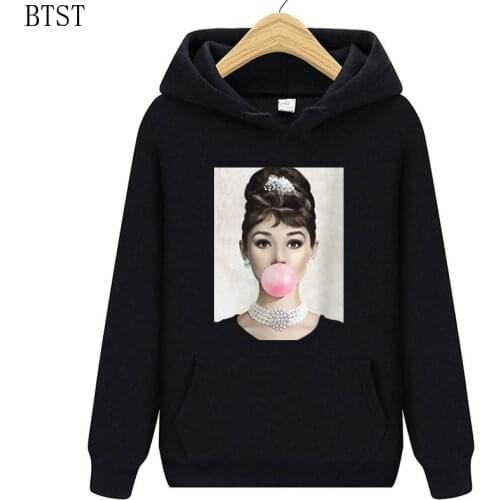 Audrey Hepburn Pink Bubble Women/Men Clothes Sweatshirt hoodies kawaii fashion style Gothic Streetwear autumn winter warm top