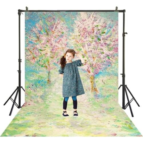 Traditional Studio Backdrop Oil Watercolor Painting Trees Flower Photography Polyester Cloth Back Drop Portrait Booth Background