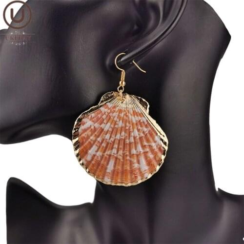 UKEBAY New Natural Big Shell Earrings Women Drop Earrings Gothic Jewelry Ear Accessories Party Wedding Jewelry Christmas Gifts