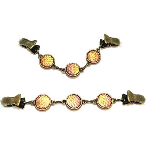 Vintage Cardigan Chain Clips Sweater Guard Women Shawl Brooch Cinch Clamps Pins Cape Cloak Clasps