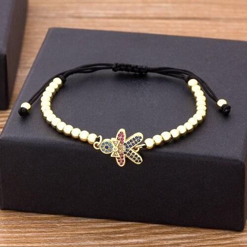 Fashion Copper Zircon Girl Boy Handmade Bracelets For Women Charm Adjustable Gold Color Figure Family Bracelets Gift Jewelry