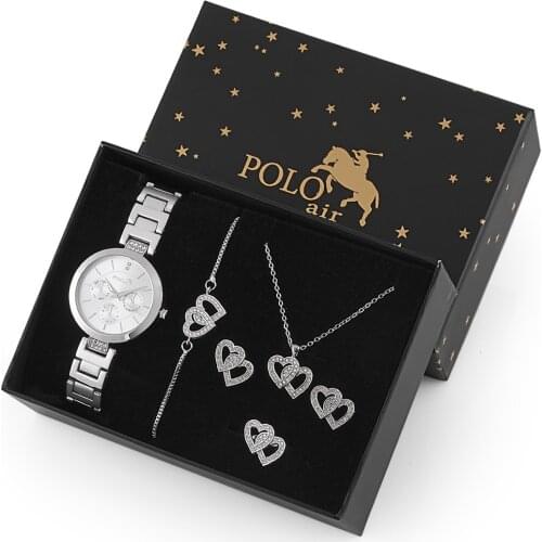 Women Wrist watch Necklace Earrings Bracelet Ring Gift Set Kombin Pl-1269b3